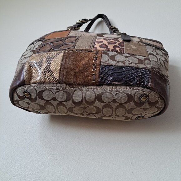 Coach Vintage Patchwork Tote Bag Brown Earth Tones - Picture 8 of 15